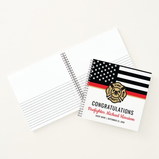 Firefighter Academy Red Line Abschluss Gästebuch Notizblock (Innenseite)