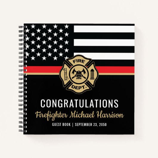 Firefighter Academy Thin Red Line Abschluss Guest Notizblock (Vorderseite)