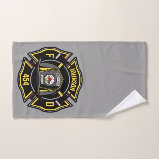 Firefighter ADD NAME Fire Department Rescue Team Badhandtuch Set (Handtuch)