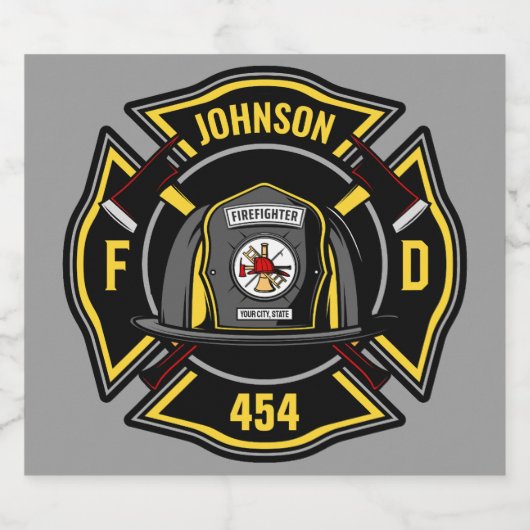 Firefighter ADD NAME Fire Department Rescue Team Bierflaschenetikett (Einzelnes Label)