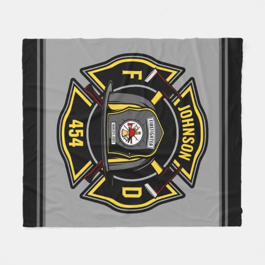 Firefighter ADD NAME Fire Department Rescue Team Fleecedecke (Vorderseite (Horizontal))
