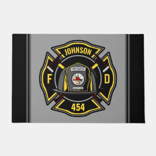 Firefighter ADD NAME Fire Department Rescue Team Fußmatte