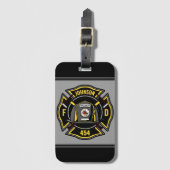 Firefighter ADD NAME Fire Department Rescue Team Gepäckanhänger (Vorderseite Vertikal)