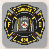 Firefighter ADD NAME Fire Department Rescue Team Getränkeuntersetzer (Vorderseite)