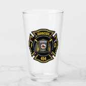Firefighter ADD NAME Fire Department Rescue Team Glas (Vorderseite)