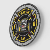 Firefighter ADD NAME Fire Department Rescue Team Große Wanduhr (Winkel)