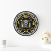 Firefighter ADD NAME Fire Department Rescue Team Große Wanduhr (Zuhause)