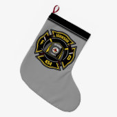 Firefighter ADD NAME Fire Department Rescue Team Großer Weihnachtsstrumpf (Vorderansicht (hängend))