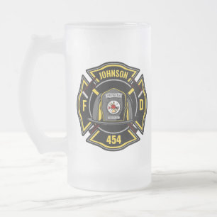 Firefighter ADD NAME Fire Department Rescue Team Mattglas Bierglas