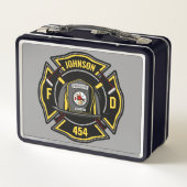 Firefighter ADD NAME Fire Department Rescue Team Metall Brotdose (Rückseite)
