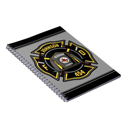 Firefighter ADD NAME Fire Department Rescue Team Notizblock (Rechte Seite)