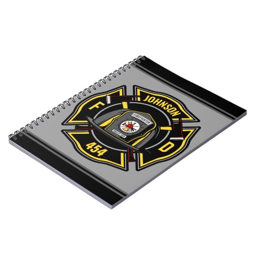 Firefighter ADD NAME Fire Department Rescue Team Notizblock (Linke Seite)