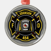 Firefighter ADD NAME Fire Department Rescue Team Ornament Aus Metall (Vorne)