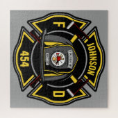 Firefighter ADD NAME Fire Department Rescue Team Puzzle (Horizontal)