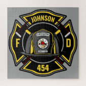 Firefighter ADD NAME Fire Department Rescue Team Puzzle (Vertikal)