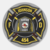 Firefighter ADD NAME Fire Department Rescue Team Runder Aufkleber (Vorderseite)