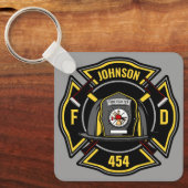 Firefighter ADD NAME Fire Department Rescue Team Schlüsselanhänger (Vorderseite)