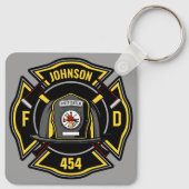 Firefighter ADD NAME Fire Department Rescue Team Schlüsselanhänger (Rückseite)