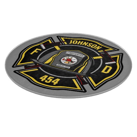 Firefighter ADD NAME Fire Department Rescue Team Schneidebrett (Ecke)