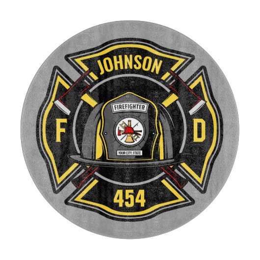 Firefighter ADD NAME Fire Department Rescue Team Schneidebrett (Vorderseite)