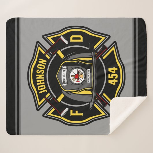 Firefighter ADD NAME Fire Department Rescue Team Sherpadecke (Vorderseite (Horizontal))