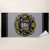 Firefighter ADD NAME Fire Department Rescue Team Strandtuch (Vorderseite)
