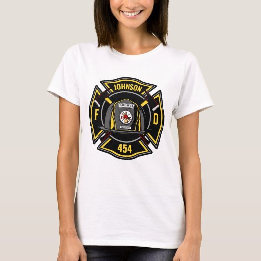 Firefighter ADD NAME Fire Department Rescue Team T-Shirt (Vorderseite)