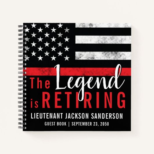 Firefighter-Altersruhestandsflagge Rote Linie Feue Notizblock (Vorderseite)