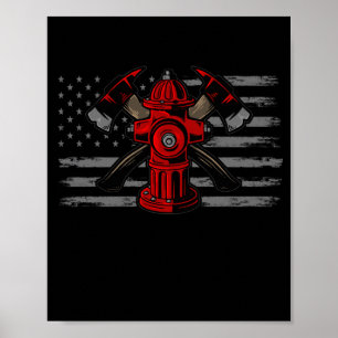 Firefighter American Flag AX Poster