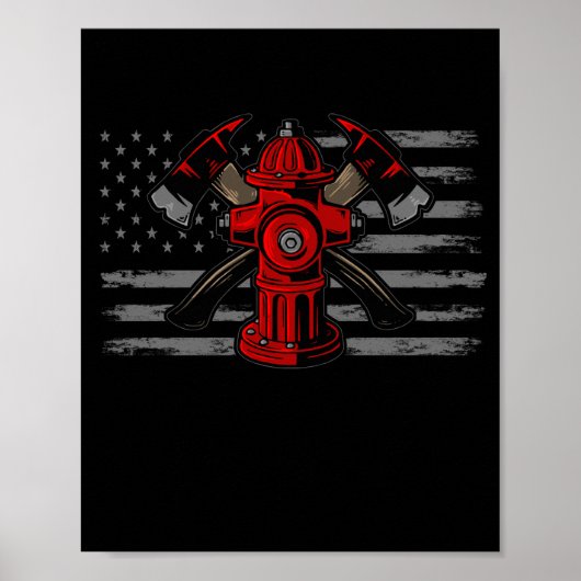 Firefighter American Flag AX Poster (Vorne)