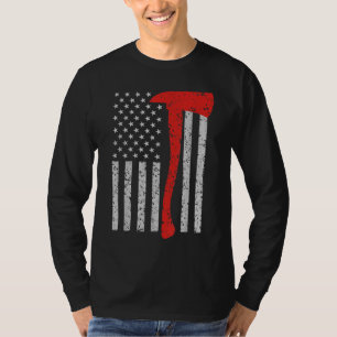 Firefighter American Flag Ax Thin Red Line Patrick T-Shirt