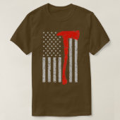 Firefighter American Flag Ax Thin Red Line Patrick T-Shirt (Design vorne)