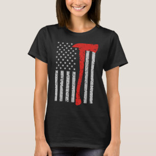 Firefighter American Flag Ax Thin Red Line Patrick T-Shirt