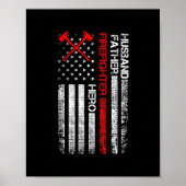 Firefighter American Flag Ax Thin Red Line Poster (Vorne)