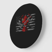 Firefighter American Flag Axe Große Wanduhr (Winkel)