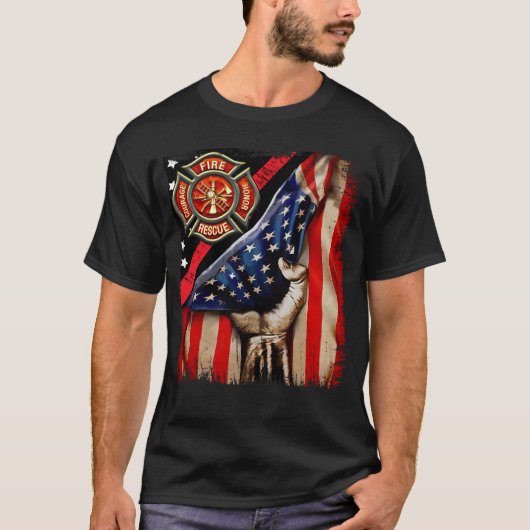 Firefighter American Flag Firefighter Vibes Labor T-Shirt (Vorderseite)