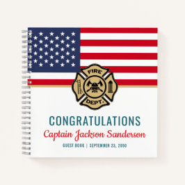 Firefighter American Flag Retirement Gästebuch Notizblock