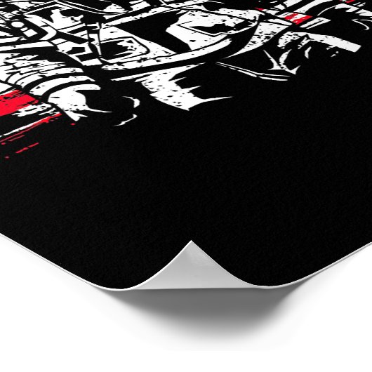 Firefighter American Flag Thin Red Line Poster (Ecke)