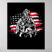 Firefighter American Flag Thin Red Line Poster (Vorne)