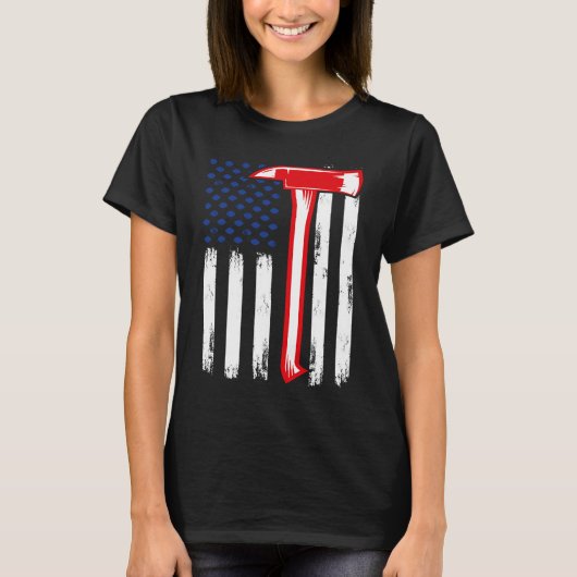 Firefighter American US flag red line Firefighter T-Shirt (Vorderseite)