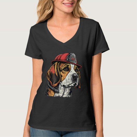 FireFighter Beagle Dog For Beagle Dad Fire Fighter T-Shirt (Vorderseite)