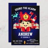 Firefighter Birthday Invitation with Photo Einladung (Vorne/Hinten)