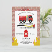 Firefighter Birthday Party Einladung (Stehend Vorderseite)