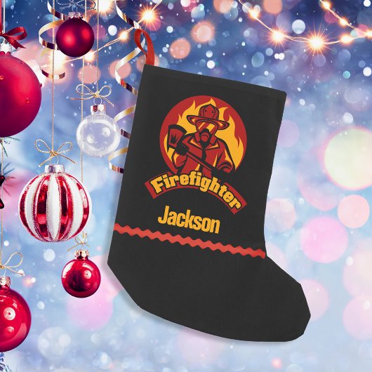 Firefighter Black Gold Red Custom Kleiner Weihnachtsstrumpf