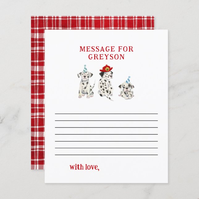 Firefighter Boy Birthday Time Capsule Message Card (Vorne/Hinten)