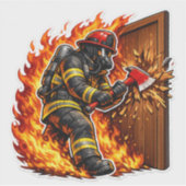 Firefighter Breaking Door Design Aufkleber (Vorderseite)