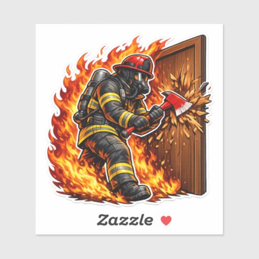 Firefighter Breaking Door Design Aufkleber (Blatt)