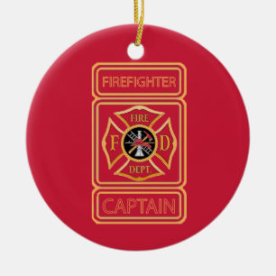 Firefighter Captain Custom Keramik Ornament