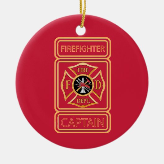 Firefighter Captain Custom Keramik Ornament (Vorne)