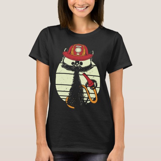 Firefighter Cat In Firefighter Uniform Firefighter T-Shirt (Vorderseite)